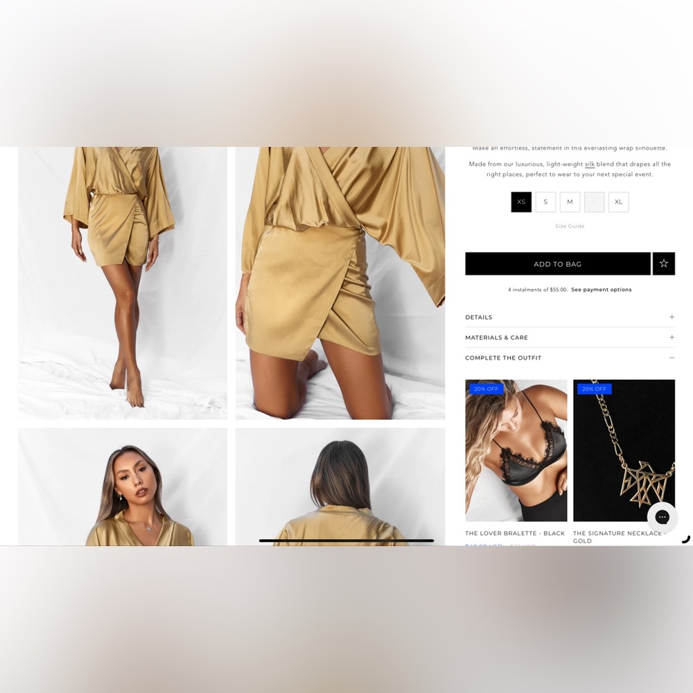 All Things Golden - Gold Silk Kimono style dress- Worn Once